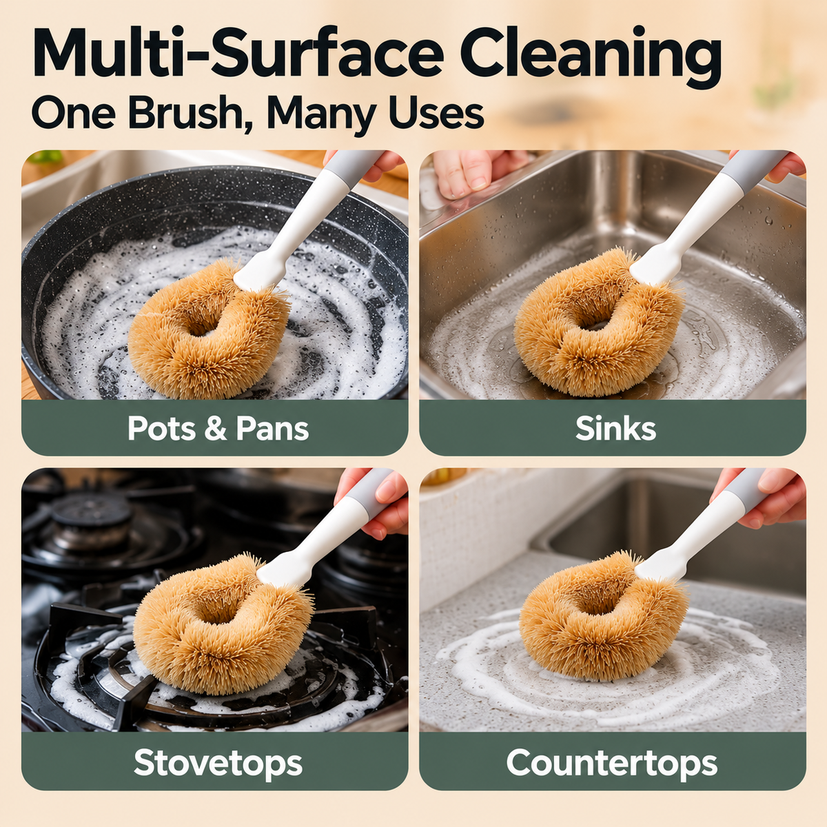 Coconut Fiber Dish Scrub Brush