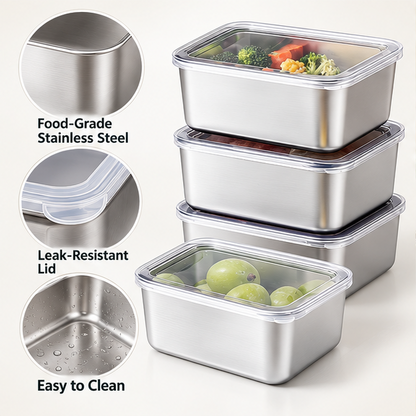 Stainless Steel Square Food Storage Containers