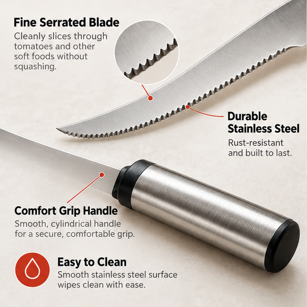 Multi-Purpose Stainless Steel Curved Serrated Knife